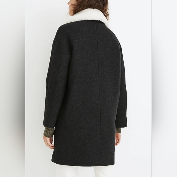 Madewell Women's Eldridge Zip Coat Insuluxe Wool/Cashmere Blend Black/White XS - Picture 14 of 16